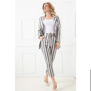 Striped paper bag pants